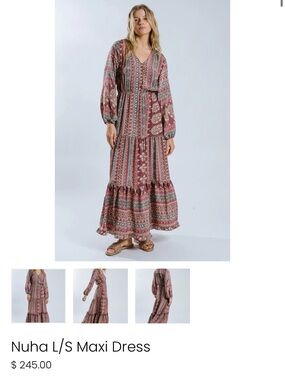 RAGA Nuha Long Sleeve Boho Maxi Dress | Size S | Retail $245